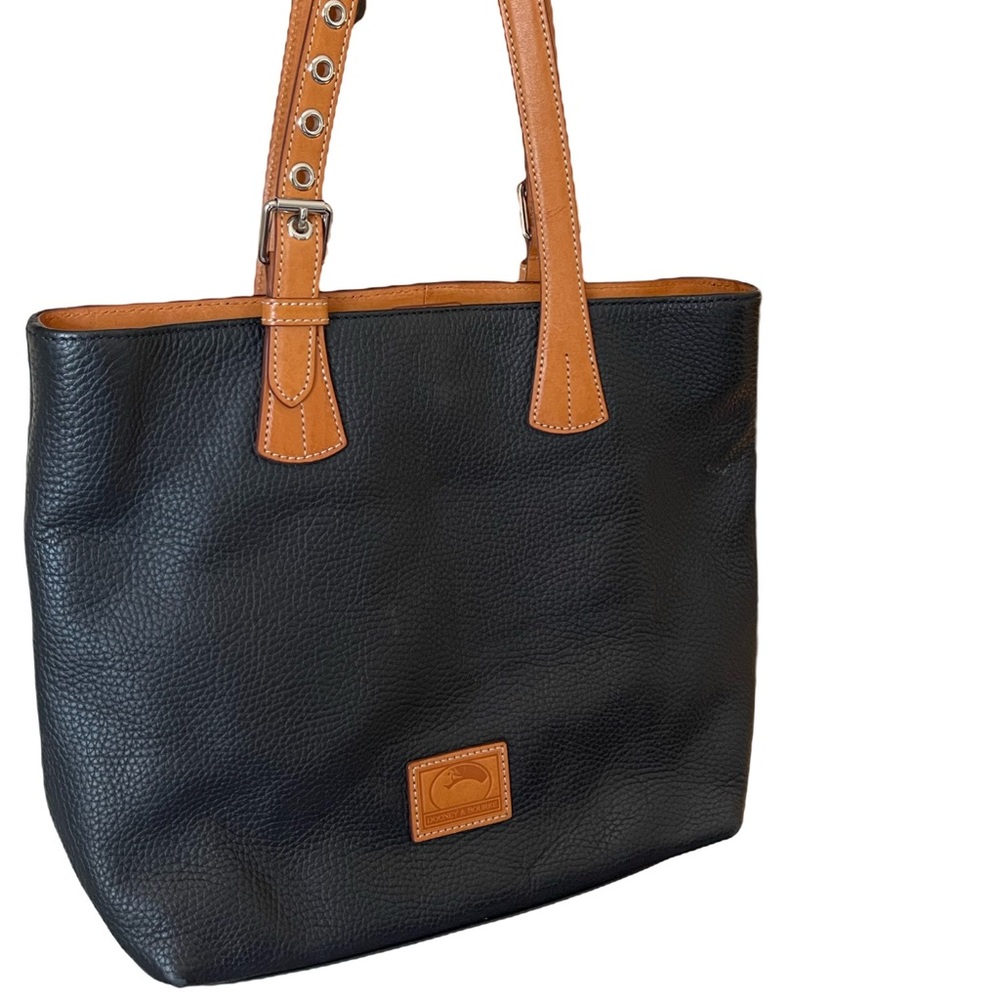 Dooney and Bourke Emily Black and Tan pebble leather tote